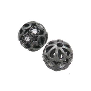 Round Copper Beads Pave Zircon Black Plated, approx 10mm [FN34950]