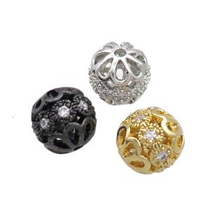Round Copper Beads Pave Zircon Mixed, approx 10mm [FN34951]