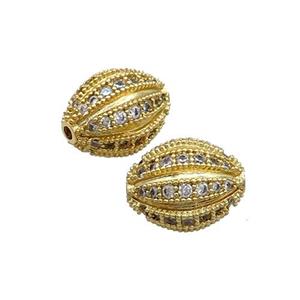 Copper Rice Beads Pave Zircon Gold Plated, approx 10-13mm [FN34953]