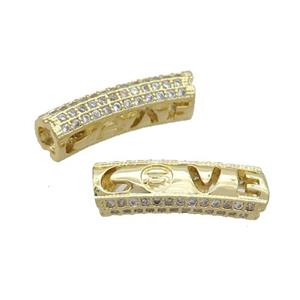 Copper Tube Beads Pave Zircon Gold Plated, approx 7-22mm, 3mm hole [FN34958]