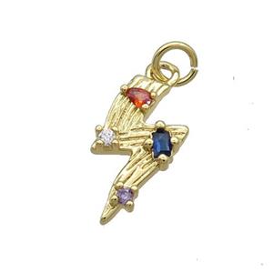 Copper Lightning Pendant Pave Zircon Gold Plated, approx 8-16mm [FN34963]