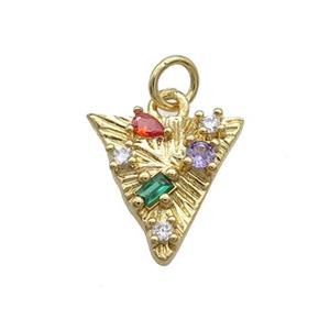 Copper Triangle Pendant Pave Zircon Gold Plated, approx 13mm [FN34968]