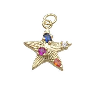 Copper Star Pendant Pave Zircon Gold Plated, approx 15mm [FN34970]