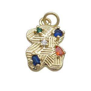 Copper Bear Pendant Pave Zircon Gold Plated, approx 11-14mm [FN34971]