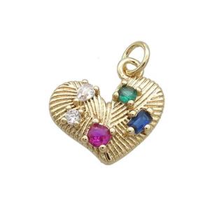 Copper Heart Pendant Pave Zircon Gold Plated, approx 12-15mm [FN34972]