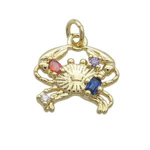Copper Crab Pendant Pave Zircon Gold Plated, approx 12-15mm [FN34974]