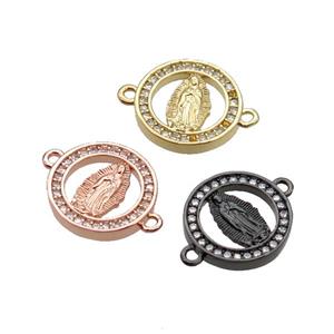 Copper Circle Connector Pave Zircon Virgin Mary Mixed, approx 14mm dia [FN34984]