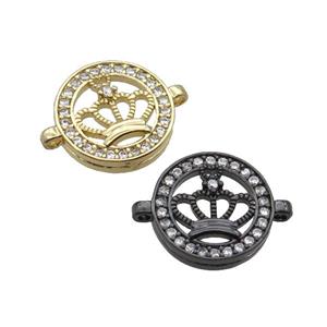 Copper Crown Connector Pave Zircon Circle Mixed, approx 16mm dia [FN34992]