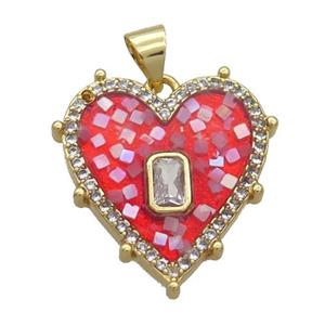 Copper Heart Pendant Pave Shell Red Gold Plated, approx 20mm [FN35002]