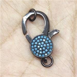 Copper Lobster Clasp Pave Turq Zircon Black Plated, approx 10-22mm [FN35040]