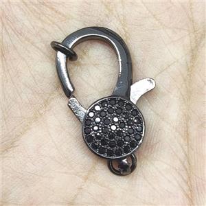 Copper Lobster Clasp Pave Zircon Black Plated, approx 9-18mm [FN35044-S]