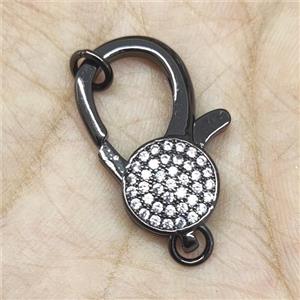 Copper Lobster Clasp Pave Zircon Black Plated, approx 9-18mm [FN35048-S]