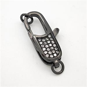 Copper Lobster Clasp Pave Zircon Black Plated, approx 9-29mm [FN35058]