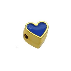 Copper Heart Beads Blue Enamel Gold Plated, approx 7.5mm [FN35066]