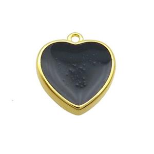 Copper Heart Pendant Black Enamel Gold Plated, approx 15mm [FN35070]