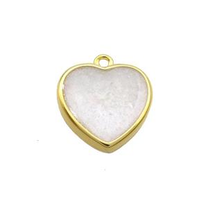 Copper Heart Pendant White Enamel Gold Plated, approx 15mm [FN35071]