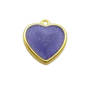 Copper Heart Pendant Purple Enamel Gold Plated, approx 15mm [FN35072]
