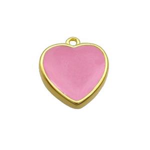 Copper Heart Pendant Pink Enamel Gold Plated, approx 15mm [FN35073]