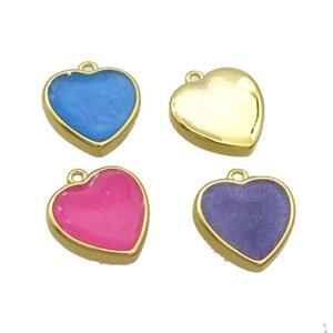 Copper Heart Pendant Enamel Gold Plated Mixed, approx 15mm [FN35076]