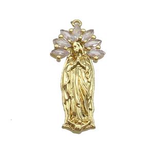 Copper Pendant Pave Zircon Virgin Mary Gold Plated, approx 7-25mm [FN35093]