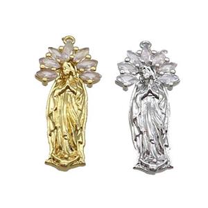 Copper Pendant Pave Zircon Virgin Mary Religious Mixed, approx 7-25mm [FN35094]