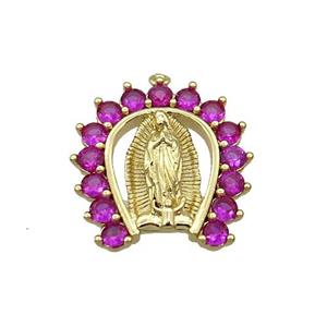 Copper Pendant Pave Zircon Virgin Mary Gold Plated, approx 17-17.5mm [FN35098]