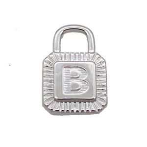 Copper Lock Pendant B-Letter Platinum Plated, approx 10-15mm [FN35106]