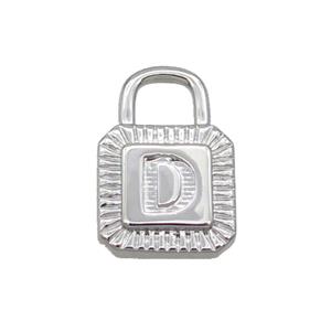 Copper Lock Pendant D-Letter Platinum Plated, approx 10-15mm [FN35108]