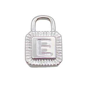 Copper Lock Pendant E-Letter Platinum Plated, approx 10-15mm [FN35109]