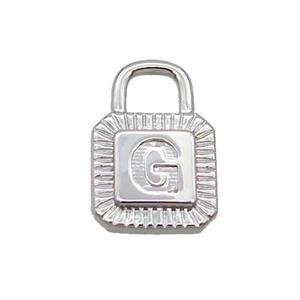 Copper Lock Pendant G-Letter Platinum Plated, approx 10-15mm [FN35111]