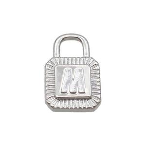 Copper Lock Pendant M-Letter Platinum Plated, approx 10-15mm [FN35117]
