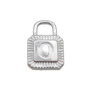 Copper Lock Pendant O-Letter Platinum Plated, approx 10-15mm [FN35119]