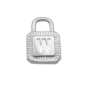 Copper Lock Pendant W-Letter Platinum Plated, approx 10-15mm [FN35127]