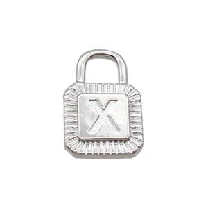Copper Lock Pendant X-Letter Platinum Plated, approx 10-15mm [FN35128]