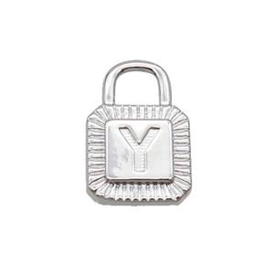 Copper Lock Pendant Y-Letter Platinum Plated, approx 10-15mm [FN35129]