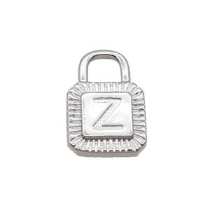 Copper Lock Pendant Z-Letter Platinum Plated, approx 10-15mm [FN35130]