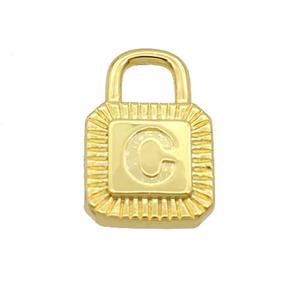 Copper Lock Pendant C-Letter Gold Plated, approx 10-15mm [FN35134]