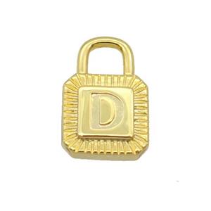 Copper Lock Pendant D-Letter Gold Plated, approx 10-15mm [FN35135]