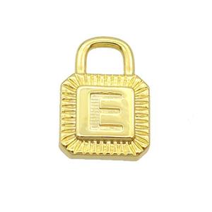 Copper Lock Pendant E-Letter Gold Plated, approx 10-15mm [FN35136]