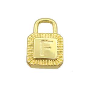 Copper Lock Pendant F-Letter Gold Plated, approx 10-15mm [FN35137]