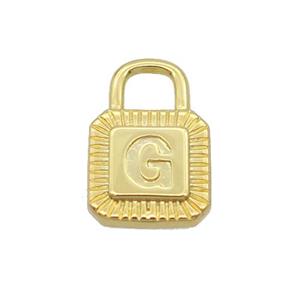 Copper Lock Pendant G-Letter Gold Plated, approx 10-15mm [FN35138]
