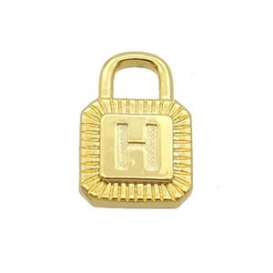 Copper Lock Pendant H-Letter Gold Plated, approx 10-15mm [FN35139]