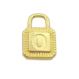 Copper Lock Pendant O-Letter Gold Plated, approx 10-15mm [FN35146]
