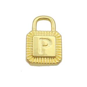 Copper Lock Pendant P-Letter Gold Plated, approx 10-15mm [FN35147]