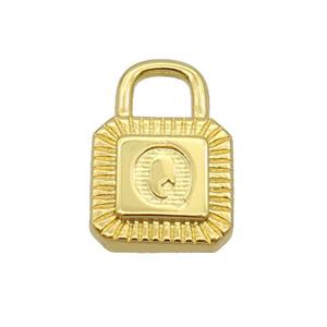 Copper Lock Pendant Q-Letter Gold Plated, approx 10-15mm [FN35148]