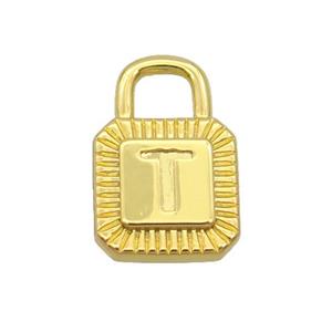 Copper Lock Pendant T-Letter Gold Plated, approx 10-15mm [FN35151]