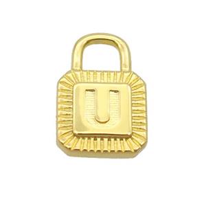 Copper Lock Pendant U-Letter Gold Plated, approx 10-15mm [FN35152]