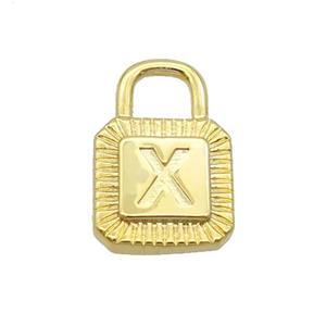 Copper Lock Pendant X-Letter Gold Plated, approx 10-15mm [FN35155]