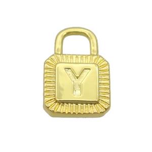 Copper Lock Pendant Y-Letter Gold Plated, approx 10-15mm [FN35156]
