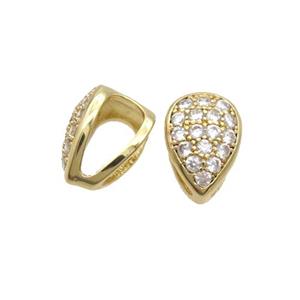 Copper Bail Pave Zircon Gold Plated, approx 7-10mm, 4mm hole [FN35160]
